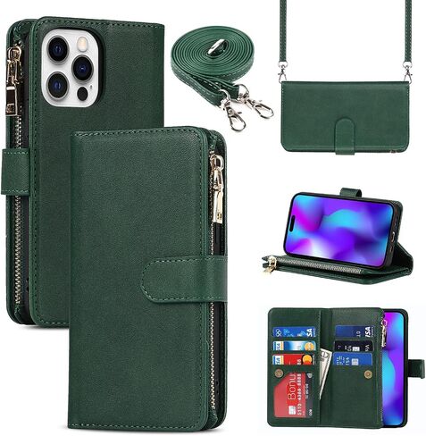 Cavor for iPhone 14 Pro Max Case Wallet للنساء ، علبة الهاتف لـ iPhone 14 Pro Max Crossbody مع حزام وقف ، غطاء واقعي مغناطيسي مقاوم للصدمات ، والذهب الوردي in Kuwait