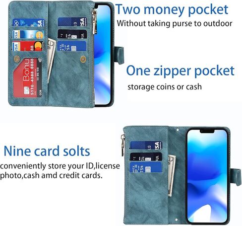 Cavor for iPhone 14 Pro Max Case Wallet for Women Men,Phone Case for iPhone 14 Pro Max Crossbody Case with Strap and Stand,Leather Shockproof Magnetic Protective Cover,Rose Gold in Kuwait