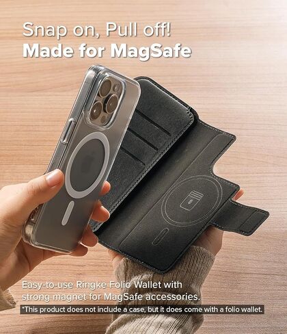 Ringke Folio Wallet Magnetic [Holds Up to 3 Cards] Detachable PU Leather Kickstand Flip Cover with Credit Card Holder Slots Compatible with iPhone 16 Pro Max and iPhone 16 Plus - Brown in Kuwait