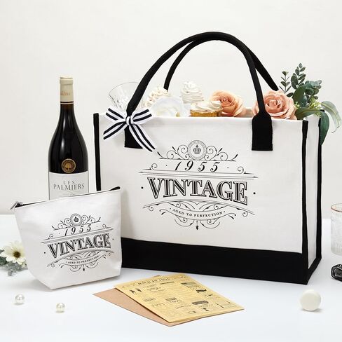 Crisky 50th Birthday Gifts for Women Canvas Tote Bag Vintage 1973 Beach Bag for Wife/Sister/Mom/Aunt/Friends 50th Birthday Gifts,17" x 12" x 7" in Saudi Arabia