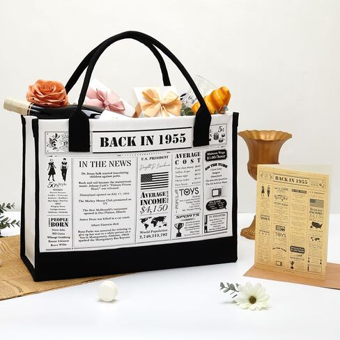 Crisky 50th Birthday Gifts for Women Canvas Tote Bag Vintage 1973 Beach Bag for Wife/Sister/Mom/Aunt/Friends 50th Birthday Gifts,17" x 12" x 7" in Saudi Arabia