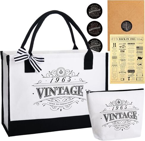 Crisky 50th Birthday Gifts for Women Canvas Tote Bag Vintage 1973 Beach Bag for Wife/Sister/Mom/Aunt/Friends 50th Birthday Gifts,17" x 12" x 7" in Saudi Arabia