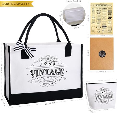 Crisky 50th Birthday Gifts for Women Canvas Tote Bag Vintage 1973 Beach Bag for Wife/Sister/Mom/Aunt/Friends 50th Birthday Gifts,17" x 12" x 7" in Saudi Arabia