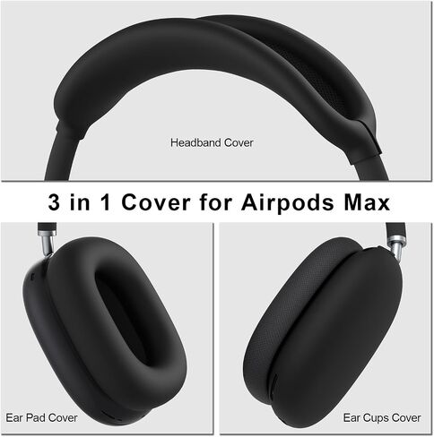 Silicone Case Cover for AirPods Max Headphones, Anti-Scratch Ear Pad/Ear Cups/Headband Cover for AirPods Max, Soft Sweat-Proof Silicone Protector Accessories for Apple AirPods Max (Navy Blue) in Kuwait