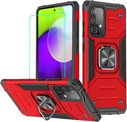 HNHYGETE Samsung A52 Case, Galaxy A52 5G Case, with HD Screen Protector, Shockproof Tough Rugged Hard Rubber Bumper with 360 Rotation Ring Kickstand Cases for Samsung Galaxy A52 5g (Green) in Kuwait