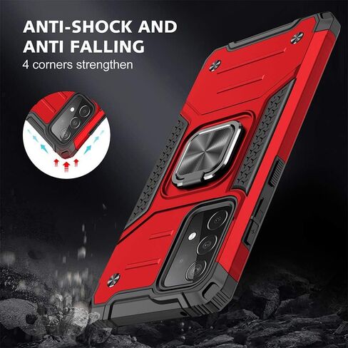 HNHYGETE Samsung A52 Case, Galaxy A52 5G Case, with HD Screen Protector, Shockproof Tough Rugged Hard Rubber Bumper with 360 Rotation Ring Kickstand Cases for Samsung Galaxy A52 5g (Green) in Kuwait