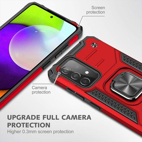 HNHYGETE Samsung A52 Case, Galaxy A52 5G Case, with HD Screen Protector, Shockproof Tough Rugged Hard Rubber Bumper with 360 Rotation Ring Kickstand Cases for Samsung Galaxy A52 5g (Green) in Kuwait