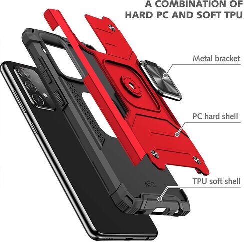 HNHYGETE Samsung A52 Case, Galaxy A52 5G Case, with HD Screen Protector, Shockproof Tough Rugged Hard Rubber Bumper with 360 Rotation Ring Kickstand Cases for Samsung Galaxy A52 5g (Green) in Kuwait