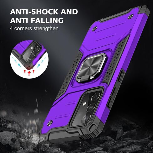 HNHYGETE Samsung A52 Case, Galaxy A52 5G Case, with HD Screen Protector, Shockproof Tough Rugged Hard Rubber Bumper with 360 Rotation Ring Kickstand Cases for Samsung Galaxy A52 5g (Green) in Kuwait
