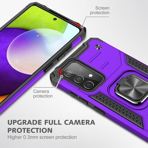 HNHYGETE Samsung A52 Case, Galaxy A52 5G Case, with HD Screen Protector, Shockproof Tough Rugged Hard Rubber Bumper with 360 Rotation Ring Kickstand Cases for Samsung Galaxy A52 5g (Green) in Kuwait