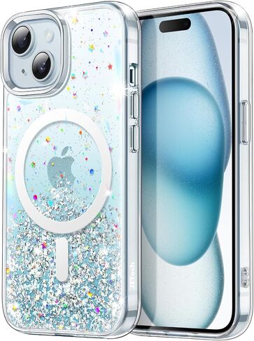 Jetech Glitter Case for iPhone 15 6.1 بوصة متوافقة مع Magsafe ، واضحة لطيئة البريق للنساء والفتيات ، وغطاء الهاتف اللامع اللامع للمغناطيسية (واضح) (واضح) in Kuwait