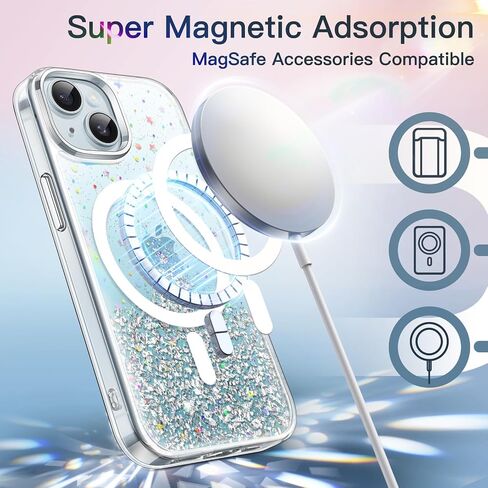 Jetech Glitter Case for iPhone 15 6.1 بوصة متوافقة مع Magsafe ، واضحة لطيئة البريق للنساء والفتيات ، وغطاء الهاتف اللامع اللامع للمغناطيسية (واضح) (واضح) in Kuwait