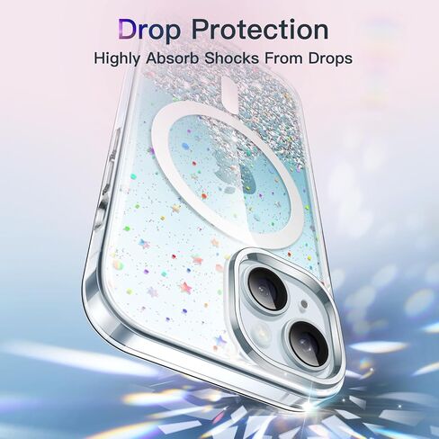 Jetech Glitter Case for iPhone 15 6.1 بوصة متوافقة مع Magsafe ، واضحة لطيئة البريق للنساء والفتيات ، وغطاء الهاتف اللامع اللامع للمغناطيسية (واضح) (واضح) in Kuwait
