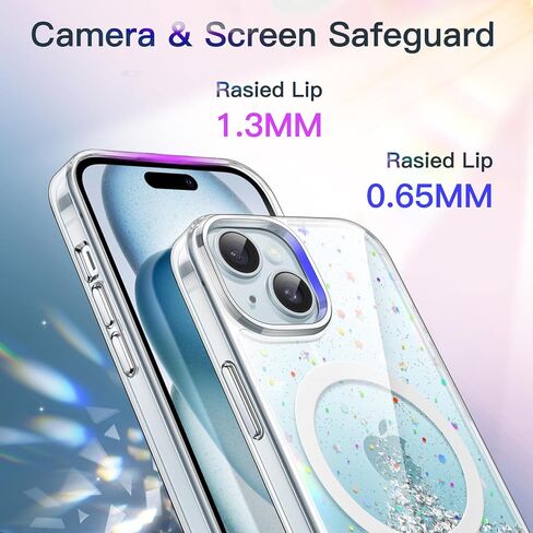 Jetech Glitter Case for iPhone 15 6.1 بوصة متوافقة مع Magsafe ، واضحة لطيئة البريق للنساء والفتيات ، وغطاء الهاتف اللامع اللامع للمغناطيسية (واضح) (واضح) in Kuwait