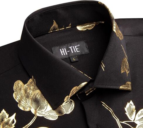 Hi-Tie Mens Dress Shirt 3D Print Button Down Long Sleeve Regular Fit Shirt for Party Festival Prom in Kuwait