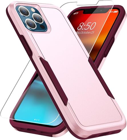 for iPhone 12 Case,iPhone 12 Pro Case with HD Screen Protector [Military Grade Drop Tested] Heavy-Duty Tough Rugged Shockproof Protective Case for iPhone 12 Pro, Black in Kuwait