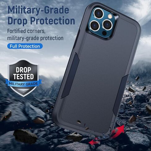for iPhone 12 Case,iPhone 12 Pro Case with HD Screen Protector [Military Grade Drop Tested] Heavy-Duty Tough Rugged Shockproof Protective Case for iPhone 12 Pro, Black in Kuwait