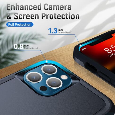 for iPhone 12 Case,iPhone 12 Pro Case with HD Screen Protector [Military Grade Drop Tested] Heavy-Duty Tough Rugged Shockproof Protective Case for iPhone 12 Pro, Black in Kuwait