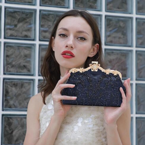 UBORSE Women's Embroidered Beaded Sequin Evening Clutch Large Wedding Party Purse Vintage Bags in Kuwait