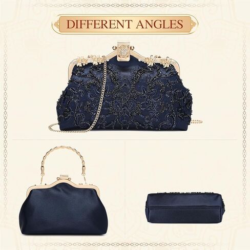 UBORSE Women's Embroidered Beaded Sequin Evening Clutch Large Wedding Party Purse Vintage Bags in Kuwait