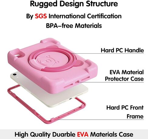 PZOZ iPad Mini 6 Kids Case Compatible for iPad Mini 6th Generation 8.3 inch 2021, EVA Shockproof Rotate Handle Folding Stand Heavy Duty Protective Cute Cover for Boys Girls (Purple) in Kuwait