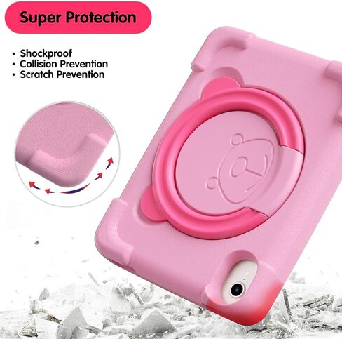 PZOZ iPad Mini 6 Kids Case Compatible for iPad Mini 6th Generation 8.3 inch 2021, EVA Shockproof Rotate Handle Folding Stand Heavy Duty Protective Cute Cover for Boys Girls (Purple) in Kuwait