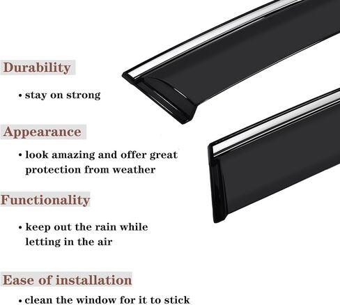 Vesul Tape-On Window Visor Compatible with Subaru Crosstrek 2024 Touring Limited Wilderness Convenience Sport Premium Base Rain Guard Window Wind Deflector Shield Cover Visor Dark Black in Kuwait