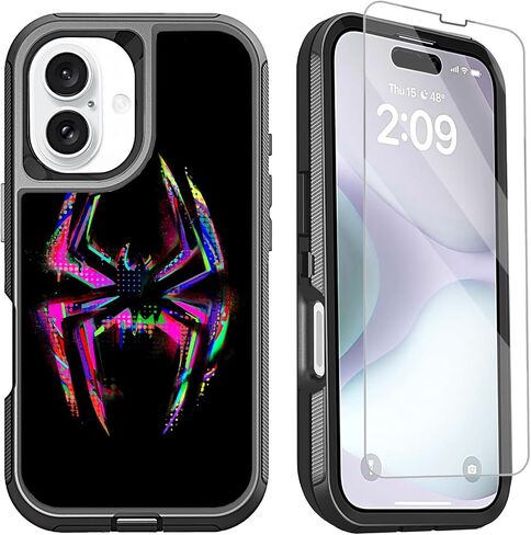 Compatible with iPhone 16 Phone Case with Screen Protector 3-Layer Full Body Shockproof Heavy Duty Protective Case for iPhone 16 Men Boys, Camouflage in Kuwait
