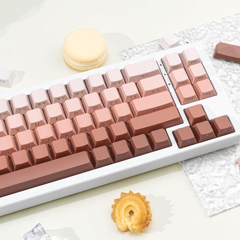 136 Keys Gradient Grey Shine Through Keycaps, Custom Double Shot PBT Keycaps, Side Print Cherry Profile Keycap Set for 61/64/68/84/87/96/98/100/104/108 ANSI/ISO Layout Mechanical Keyboard in Kuwait