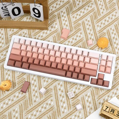 136 Keys Gradient Grey Shine Through Keycaps, Custom Double Shot PBT Keycaps, Side Print Cherry Profile Keycap Set for 61/64/68/84/87/96/98/100/104/108 ANSI/ISO Layout Mechanical Keyboard in Kuwait