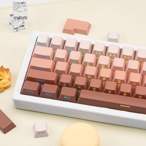 136 Keys Gradient Grey Shine Through Keycaps, Custom Double Shot PBT Keycaps, Side Print Cherry Profile Keycap Set for 61/64/68/84/87/96/98/100/104/108 ANSI/ISO Layout Mechanical Keyboard in Kuwait
