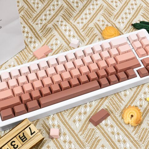 136 Keys Gradient Grey Shine Through Keycaps, Custom Double Shot PBT Keycaps, Side Print Cherry Profile Keycap Set for 61/64/68/84/87/96/98/100/104/108 ANSI/ISO Layout Mechanical Keyboard in Kuwait