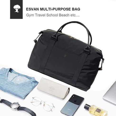 حقيبة ESVAN للسفر من القماش الخشن لصالة الألعاب الرياضية، حقيبة كروس يمكن حملها طوال الليل في عطلة نهاية الأسبوع مع جيب مبلل وأكمام عربة مطورة in Kuwait