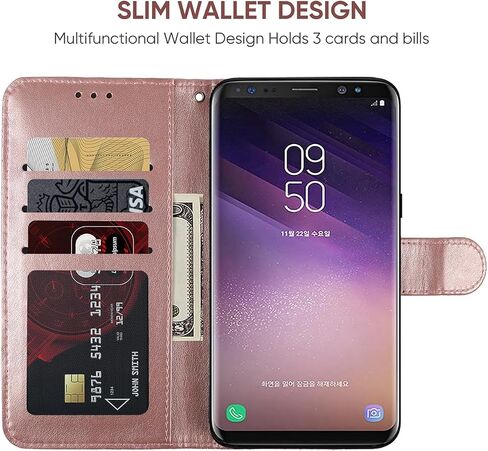 Case for Galaxy S8 Case, Samsung S8 SM-G950U Wallet Case with Tempered Glass Screen Protector, Lace Flower PU Leather Flip Credit Card Holder Phone Cover for Samsung Galaxy S8 Green in Kuwait