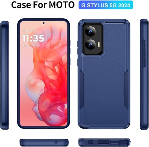 for Moto G Stylus 5G 2024 Case with Screen Protection: Heavy Duty Protective Shockproof and Scratch Proof Cell Phone case for Samsung Moto G Stylus 5G 2024 5G -Black in Kuwait