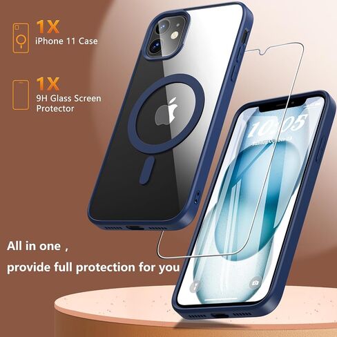 BESINPO Magnetic Case for iPhone 11 Case with Built-in Screen Protector, [Compatible with MagSafe] 360 Full-Body Shockproof Protective Phone Cover for iPhone 11 Phone Case 6.1 inch, Black in Kuwait