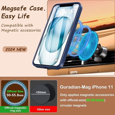 BESINPO Magnetic Case for iPhone 11 Case with Built-in Screen Protector, [Compatible with MagSafe] 360 Full-Body Shockproof Protective Phone Cover for iPhone 11 Phone Case 6.1 inch, Black in Kuwait