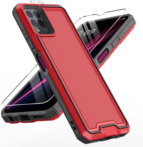 for REVVL 6 Pro 5G / REVVL 6X Pro 5G Case, with Screen Protector, Military Grade Drop Proof Dual Layer Heavy Duty Rugged Protective Phone Shell (Black) in Kuwait