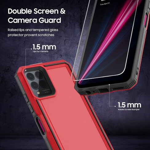 for REVVL 6 Pro 5G / REVVL 6X Pro 5G Case, with Screen Protector, Military Grade Drop Proof Dual Layer Heavy Duty Rugged Protective Phone Shell (Black) in Kuwait