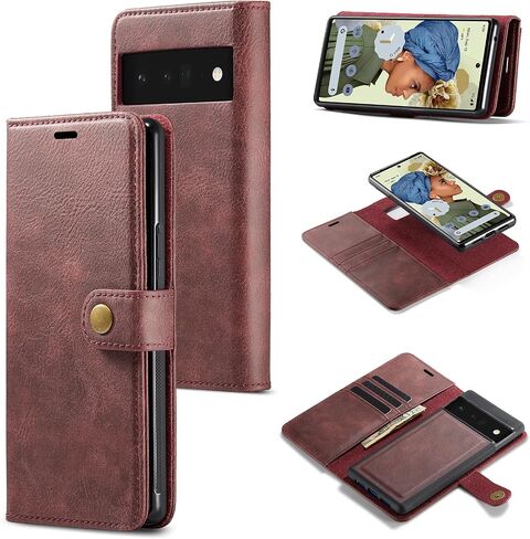 علبة الهاتف ASUWISH لـ Google Pixel 6 Pro Wallet Wallet Magnetic Detachable Cover مع حامي الشاشة الزجاجية المقسى ، حامل بطاقة Pixel6Pro Pixel6 in Kuwait
