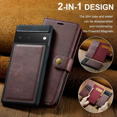 علبة الهاتف ASUWISH لـ Google Pixel 6 Pro Wallet Wallet Magnetic Detachable Cover مع حامي الشاشة الزجاجية المقسى ، حامل بطاقة Pixel6Pro Pixel6 in Kuwait