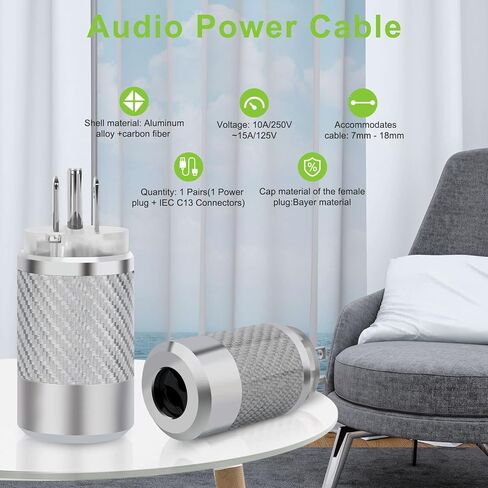 Monosaudio Audio Power Power Black Carbon Carbon Fiber Shellenum Aluminium Shell 10A/250V 15A/125V Power Connector Brass IEC320 C13 CONCERCETION DIY AUDIOPHILE POWER CORD CABLE in Kuwait