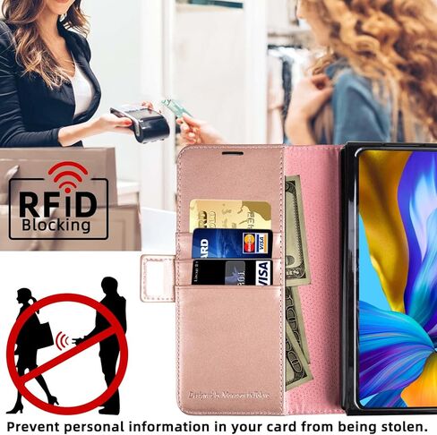 حالة محفظة Monasay متوافقة مع Galaxy Z Fold 4 5G مع حامل القلم S ، غطاء هاتف خلوي جلدي FLIP مع حامل بطاقة ائتمان RFID ، بني in Kuwait