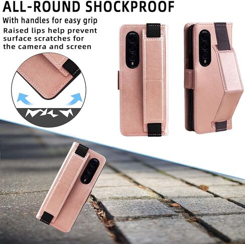 حالة محفظة Monasay متوافقة مع Galaxy Z Fold 4 5G مع حامل القلم S ، غطاء هاتف خلوي جلدي FLIP مع حامل بطاقة ائتمان RFID ، بني in Kuwait