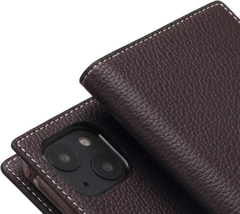 SLG D8 CALLE GRAIN LEATHE WALLET CASE لـ iPhone 13 Pro - نمط مذكرات مصنوع يدويًا مع حاملي البطاقات وجيب نقدي جانبي ، ومربع هدايا متضمن (etoffe cream) in Kuwait