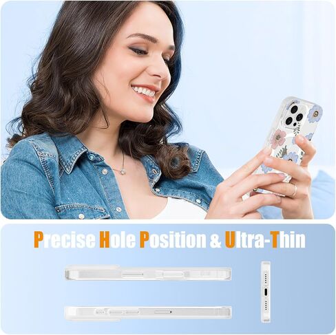 Magnetic for iPhone 14 Pro Max Case Floral, Cute Luxury Clear Flower Cover for Women Girls Soft Elegant Plating [Compatible with Magsafe] Protective Phone Case for iPhone 14 Pro Max, Blossom in Kuwait