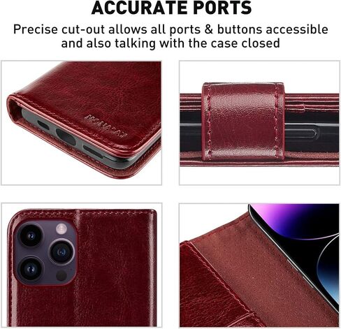 MONASAY Wallet Case Compatible for iPhone 14 Pro 5G, [Glass Screen Protector Included] [RFID Blocking] Flip Folio Leather Cell Phone Cover with Credit Card Holder, 6.1-inch, Black in Kuwait