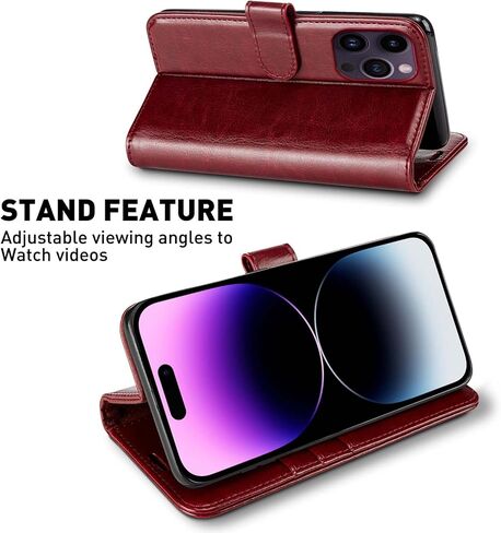 MONASAY Wallet Case Compatible for iPhone 14 Pro 5G, [Glass Screen Protector Included] [RFID Blocking] Flip Folio Leather Cell Phone Cover with Credit Card Holder, 6.1-inch, Black in Kuwait