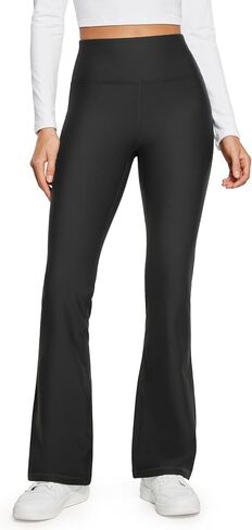 CRZ اليوغا المرأة صوف مبطن مضيئة طماق 31 "Bootcut اليوغا السراويل البطن تحكم الشتاء الحرارية الدافئة لينة عادية صالة السراويل in Kuwait