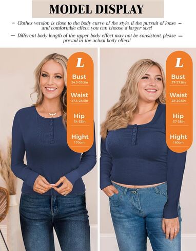 Long Sleeve Shirts for Women, Casual Solid Henley Tops Button Down Shirts, V Neck Blouses Basic Ribbed Knit T Shirts Tunic, Basic Fall Spring T-Shirts for Women for Cocktail Party Holiday (Gray,L) in Saudi Arabia